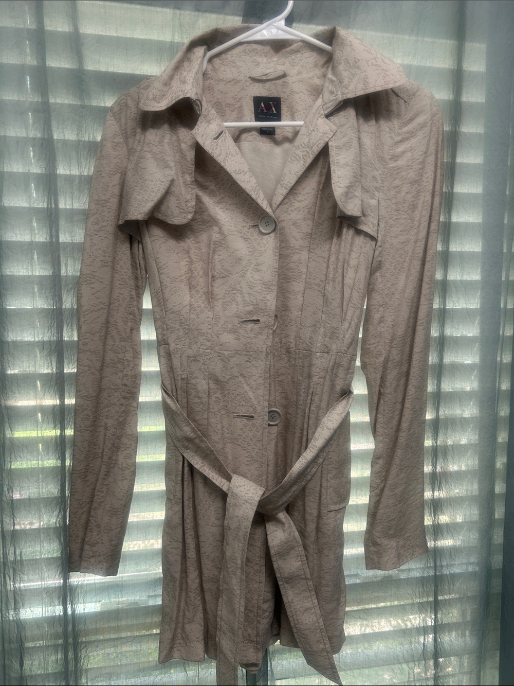 A/X Armani Exchange Women's Light Taupe Textured Trench Coat